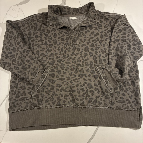 Maurices Tops - Maurices Animal Print Snap Button Fleece Sweatshirt